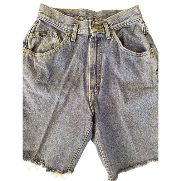 Lee Pants - Lee women’s xs high rise 90’s blue denim jean shorts distressed